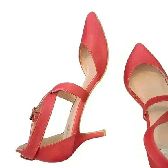 TG Women's Red Faux Leather 2" Pumps with Ankle Straps - Picture 11 of 11